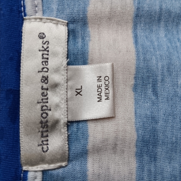 Christopher & Banks Blue and White Striped Short Sleeve Tee XL - Picture 5 of 8